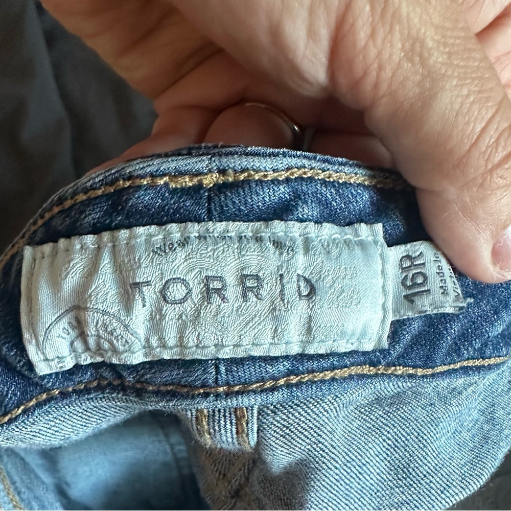 Torrid Blue Straight Leg Jeans with Faded Wash - Picture 3 of 5